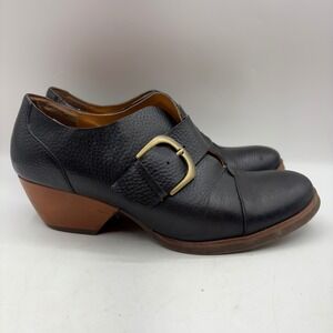 Korks by Kork Ease Nanda Black Leather Monk Strap Ankle Boots Wood Heel 8.5 M